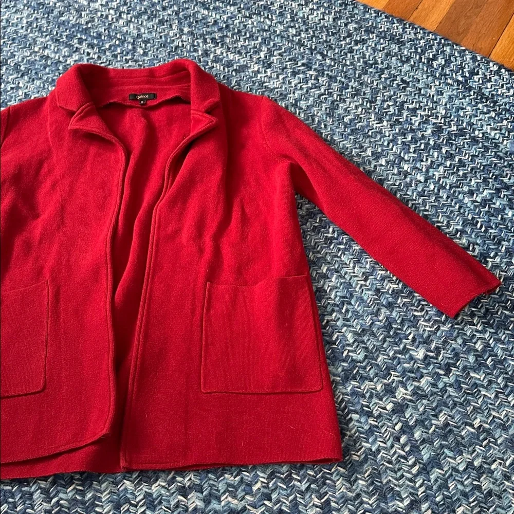 Quince 100% Organic Cotton Knit Blazer Open Front, red - Picture 4 of 6